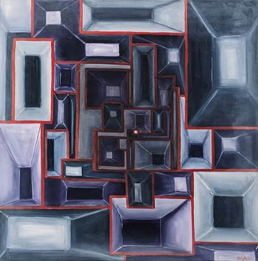 Dark boxes compartmentalize emotions symbolizing death.