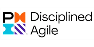 Disciplined Agile logo with stylized letters and text.