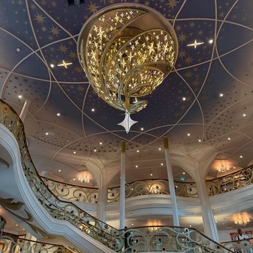 Grand Hall on the Disney Wish (photo taken by Bridget Edwards)