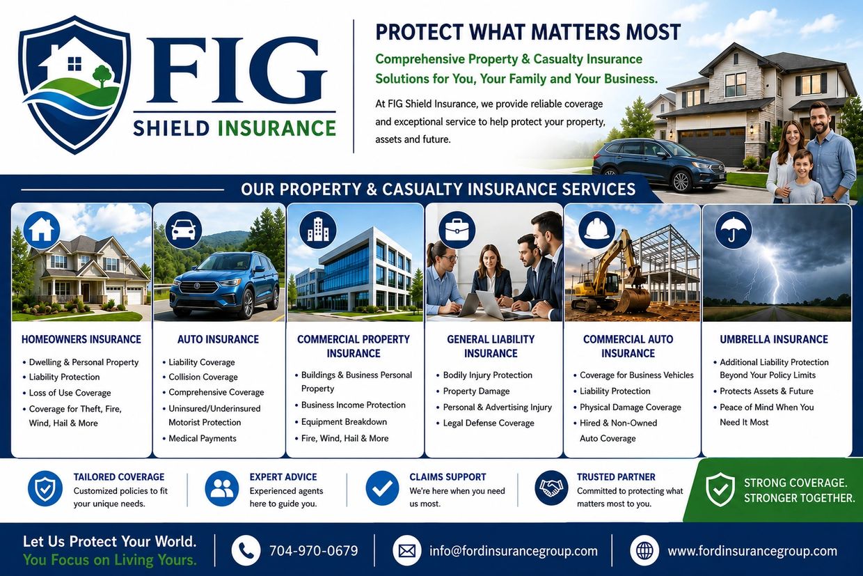 FIG Shield Insurance offers comprehensive property and casualty coverage for homes, autos, businesses, and more.
