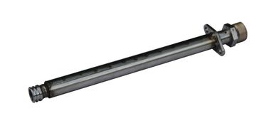 Metal burner tube with perforations and threaded ends.