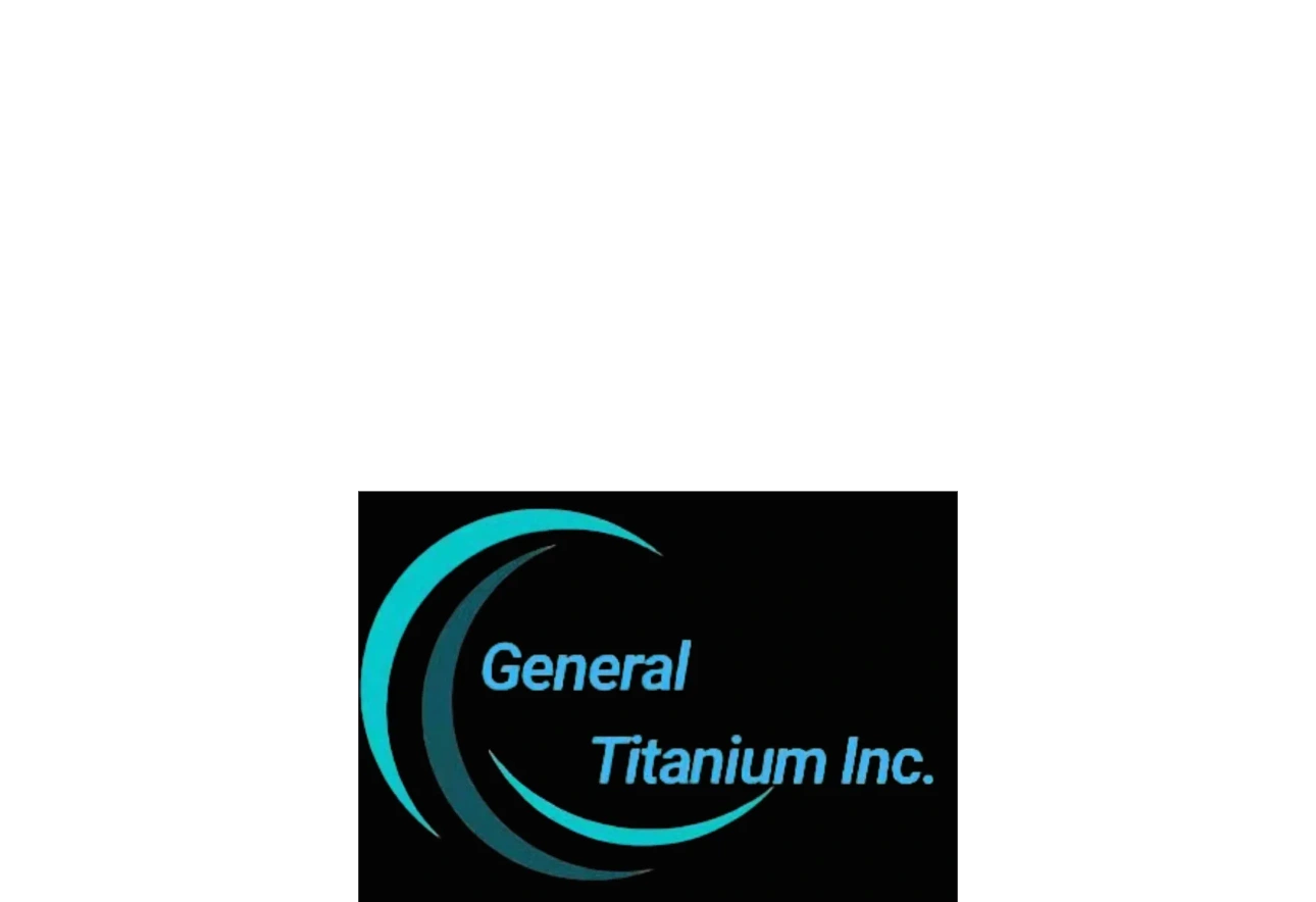 Logo of General Titanium Inc. with blue crescent shapes.