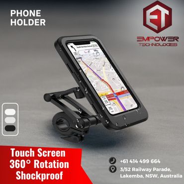 Phone holder with 360° rotation and shockproof design by Empower Technologies.