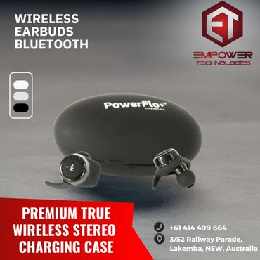 Wireless Bluetooth earbuds with premium charging case by Empower Technologies.