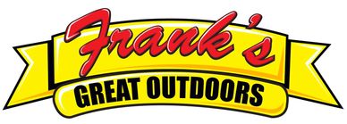 Logo for Frank's Great Outdoors in red and yellow.