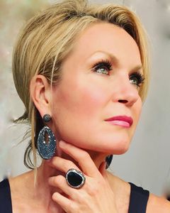 Stingray Earrings with black Onyx CZ ring