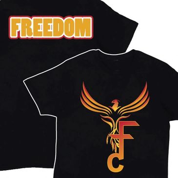 Unisex t-shirt, soft, perfect for everyday wear. Showcases the FTC logo,  FREEDOM statement.