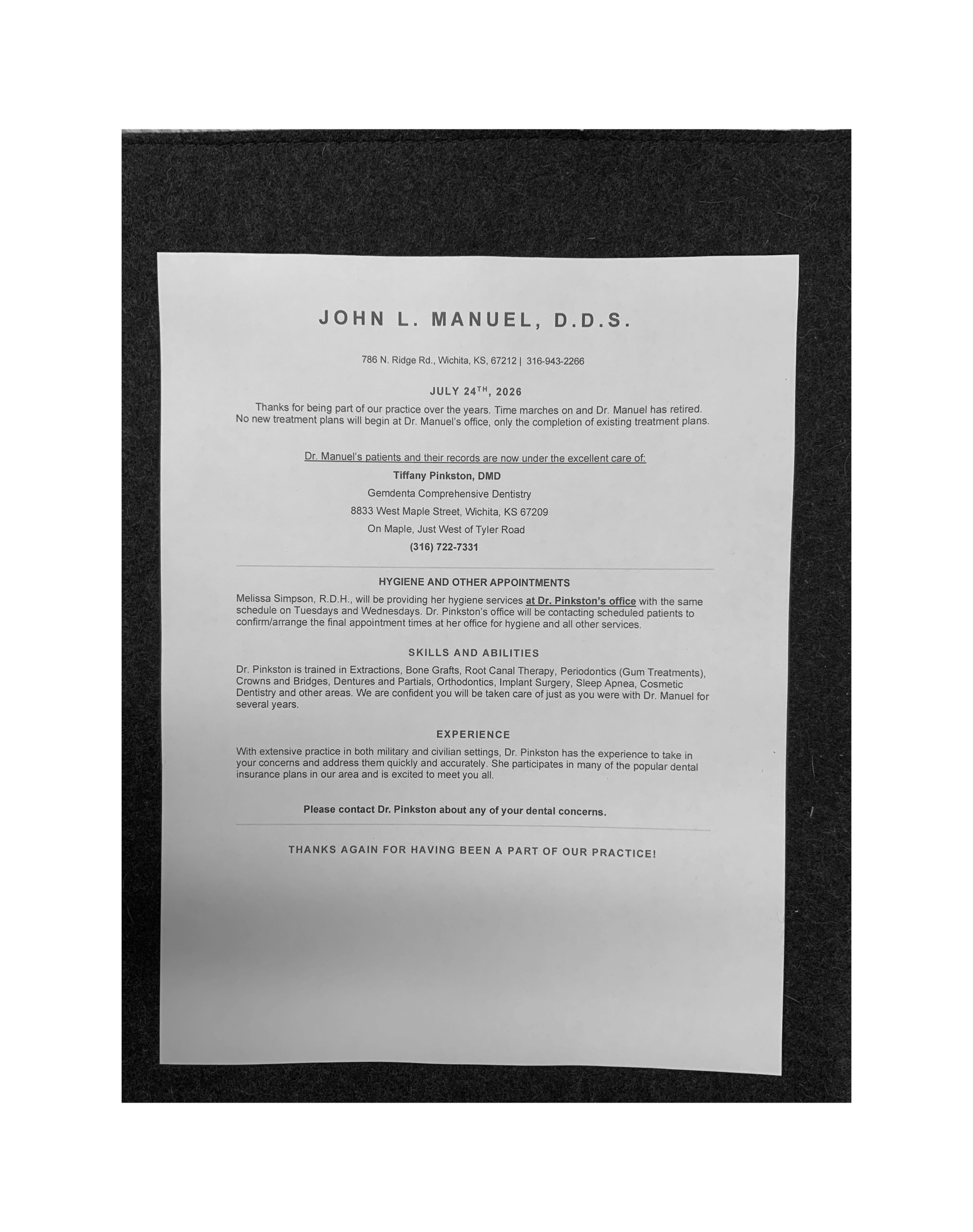 Retirement Letter