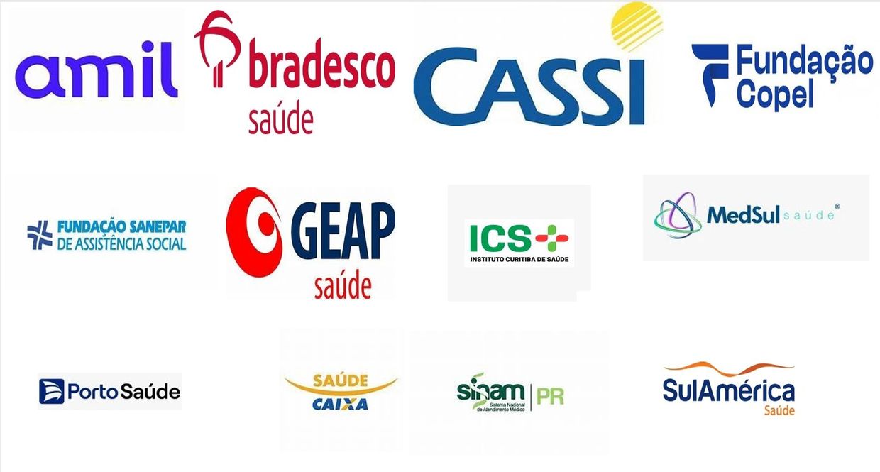 Logos of various Brazilian health insurance and social assistance organizations.