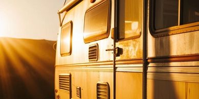 uv rays hitting the side on a rv trailer