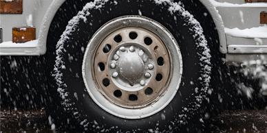 Harsh snow elements on a exposed tire