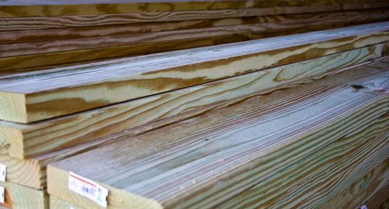 Treated lumber out door wood at Calvert lumber yard in Sharon, Pa.