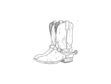 A single black cowboy boot with decorative stitching.