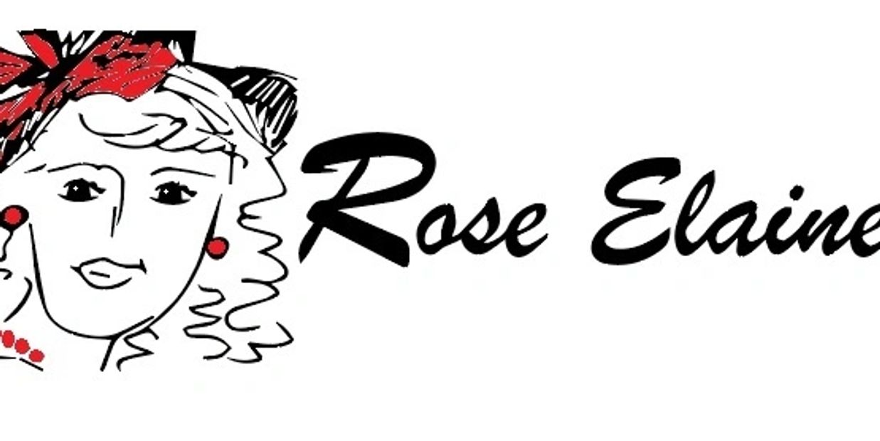 Rose Elaine Logo is a pencil drawing of a woman with a red hat and earrings. 