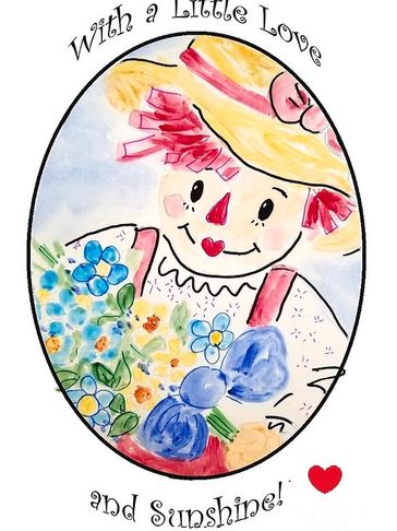 Colorful scarecrow with flowers