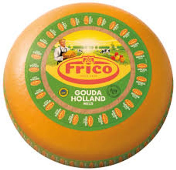Wheel of Frico mild gouda cheese