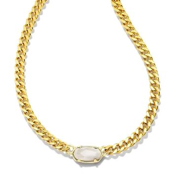 photo of Kendra Scott gold vermeil curb chain necklace with moonstone stone