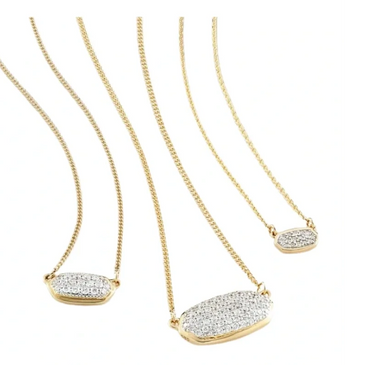 Kendra Scott's classic Elisa necklace in diamond pave and two smaller sizes