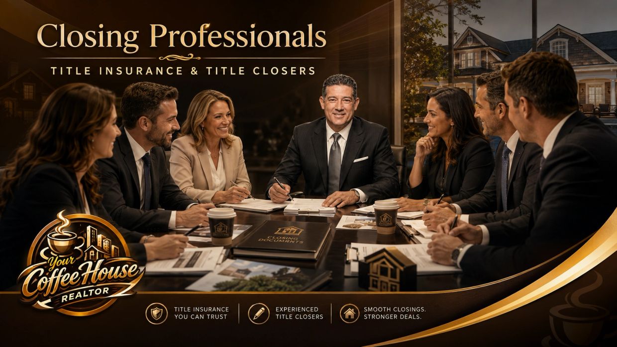 Ray Pearson meets with Long Island title and insurance professionals over coffee to discuss closings