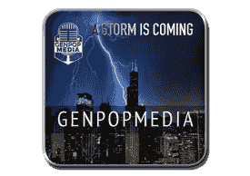 Genpopmedia, David Hooper, a storm is coming, lightning, logo, alternative, bible, talk & movies.