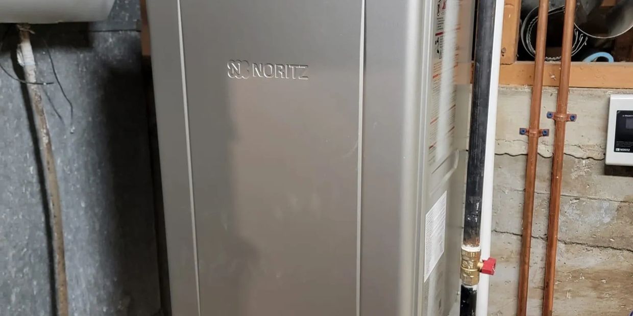 Noritz Tankless Water Heater installed by Bristol Plumbing. 