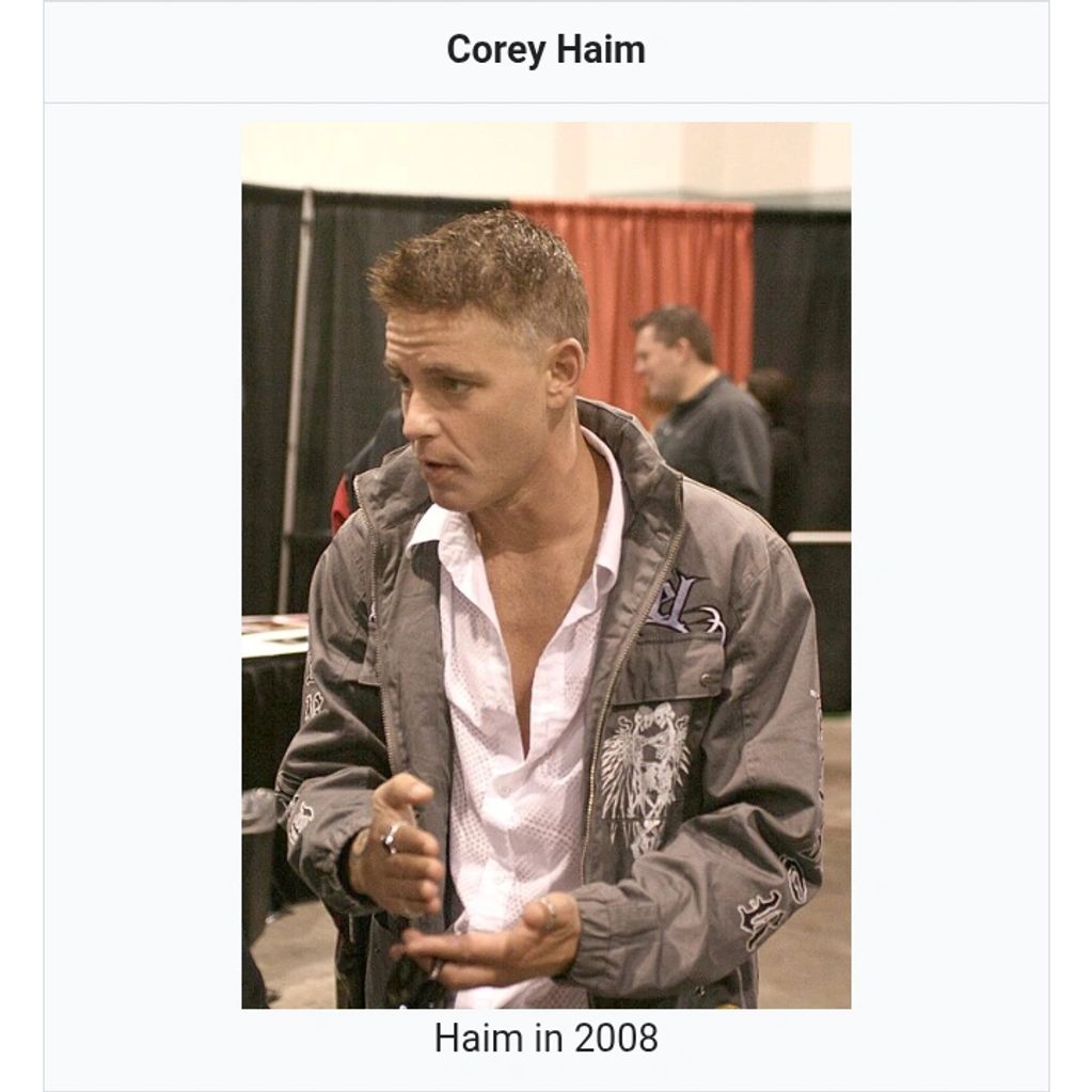 Corey Haim in 2008 wearing a jacket and white shirt.