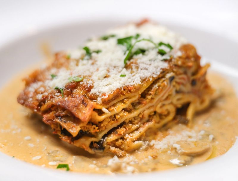 A close-up of a handcrafted pasta dish at Alfredo's Pastaria and Mozzarella Bar