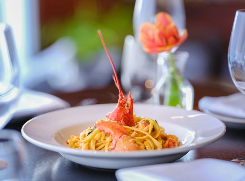 A pasta dish topped with a lobster at Alfredo's Pastaria and Mozzarella Bar.