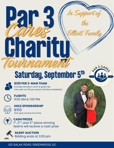 Charity golf tournament supporting the Elliott family in Greenwood.