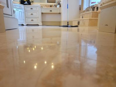 Honed travetine that was polished travertine and then sealed travertine