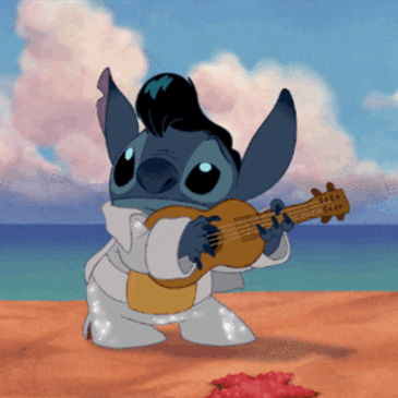 Stitch showing off his Elvis impersonations. 