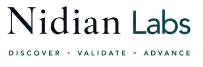Nidian Labs logo with tagline emphasizing discovery, validation, and advancement.