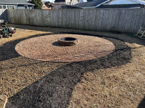 Just a beautiful fire pit we just finished with Tennessee style rock around it