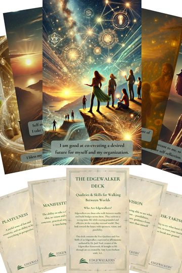 A set of inspirational oracle cards with cosmic and nature themes.
