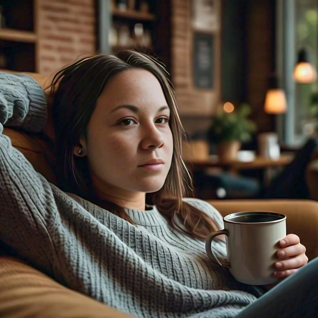 Woman relaxing with coffee, symbolizing ADHD break at 925adhd.com.