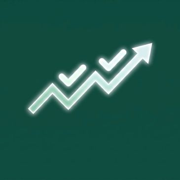 Flecha ascendente brillante con marcas de verificación.