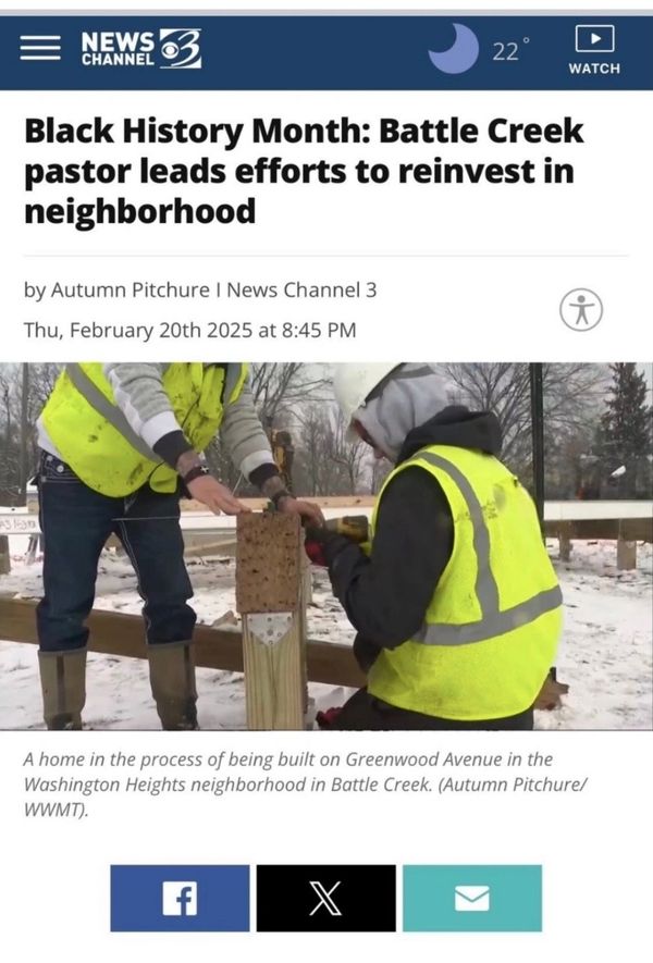 Stewart & Lovejoy prep SIP floor anchored on ground screws. First green home rises in Battle Creek.
