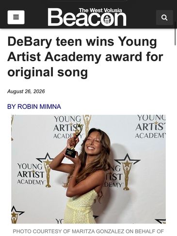DeBary teen wins Young Artist Academy award.