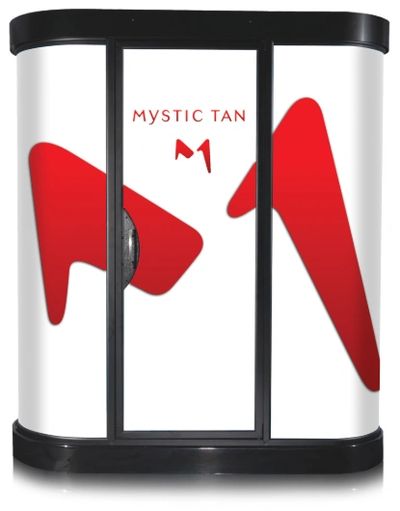 The mystic spray tan booth is at the tanning salon in Barre Ma, located close to Ware Ma.