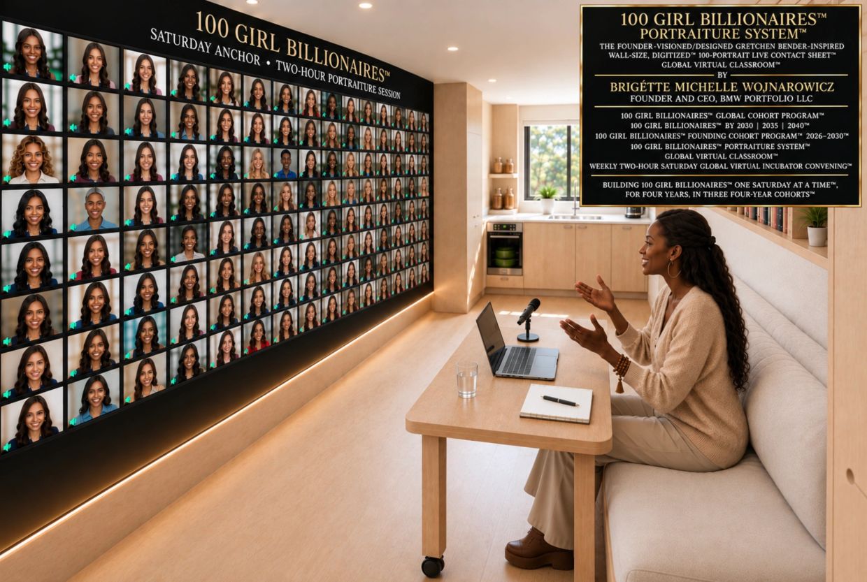 Woman hosts a virtual 100 Girl Billionaires portrait session.