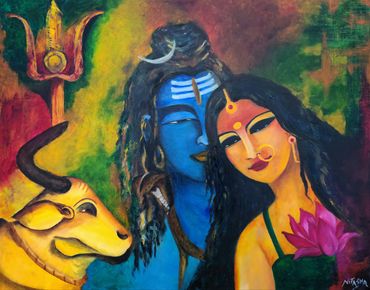 wall art, indian abstract art, shiva art, shiva painting, oil painting, wall decor, indian decor