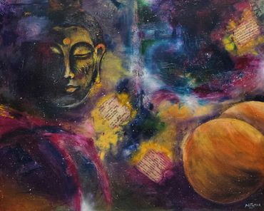 Buddha abstract art  wall art wall decor Buddha painting spiritual painting galaxy mixed media
