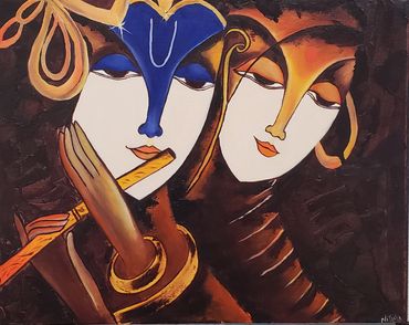 wall art, indian abstract art, krishna art, krishna painting, oil painting, wall decor, indian decor