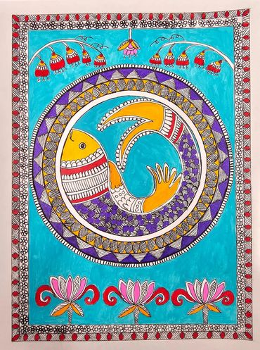 Madhubani Art; wall decor; folk art; indian art;  folk art India