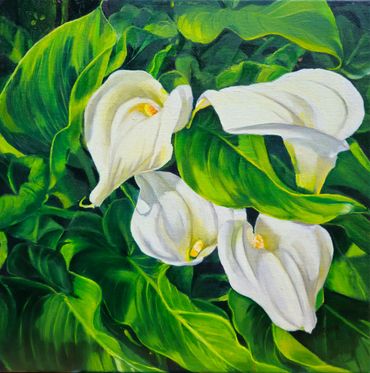 art decor; wall art ; flower art; floral art  floral painting home goods; Calla Lily ; white floral