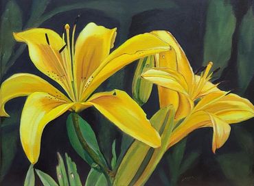 yellow lily; lily painting; art decor; wall art ; flower art; floral art  floral painting home goods