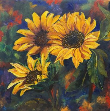 Sunflower, flower, floral painting, wall art, floral wall art, floral wall decor, canvas art, floral