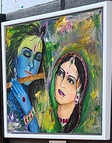 wall art, indian abstract art, krishna art, krishna painting, oil painting, wall decor, indian decor