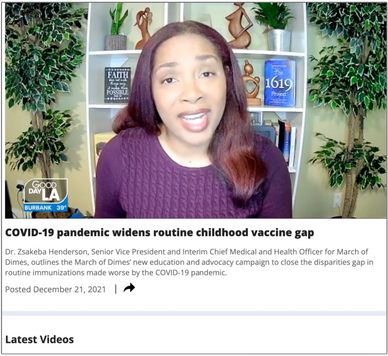 Dr Zsakeba Henderson guest on Fox11 LA segment: "COVID-19 pandemic widens routine childhood vaccine 