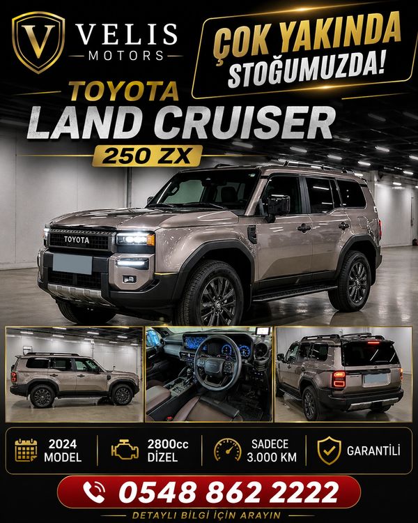 Toyota Land Cruiser 250 ZX 2024 model, diesel, with warranty, coming soon.